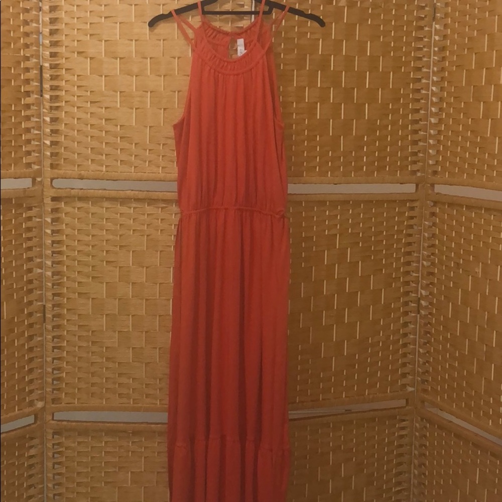 LOFT ruffle bottom maxi dress